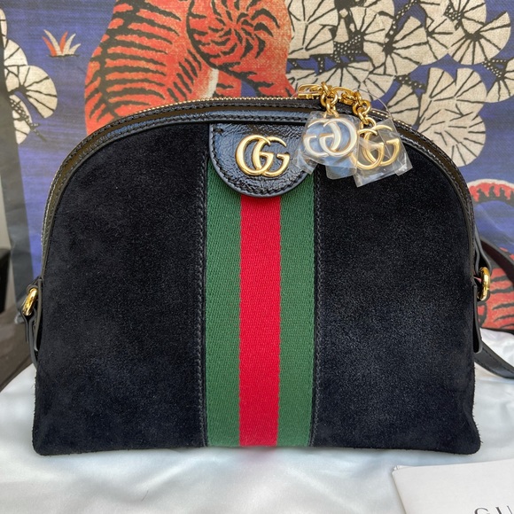 Gucci Ophidia Small black suede crossbody NEW - Picture 3 of 14